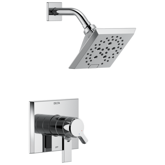 Delta Pivotal Lumicoat Chrome 2-handle Multi-function 5.75-in Square Shower Faucet