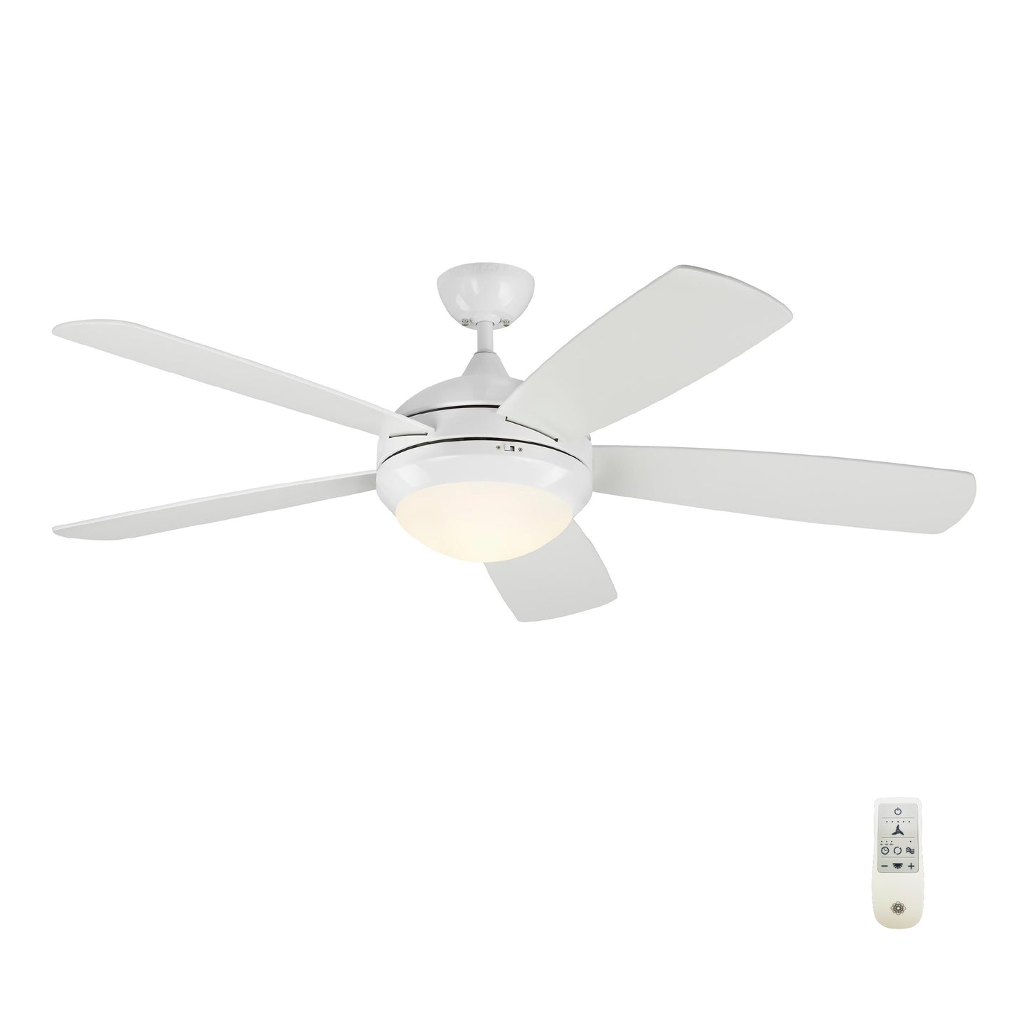 Generation Lighting Discus Dimmable 52-in Matte White Integrated LED Indoor Smart Ceiling Fan with Light and Remote (5-Blade) 5DISM52RZWD