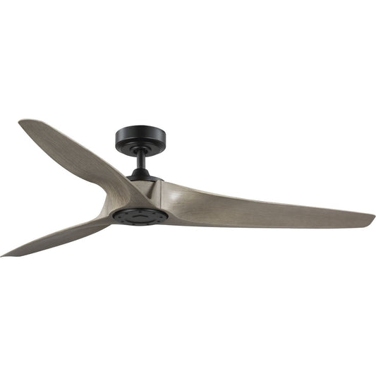 Progress Lighting Manvel 60-in Outdoor Matte Black with Rustic Charcoal Blades Propeller Ceiling Fan Without Light - Remote Included ( 3 -Blade ) 4966823