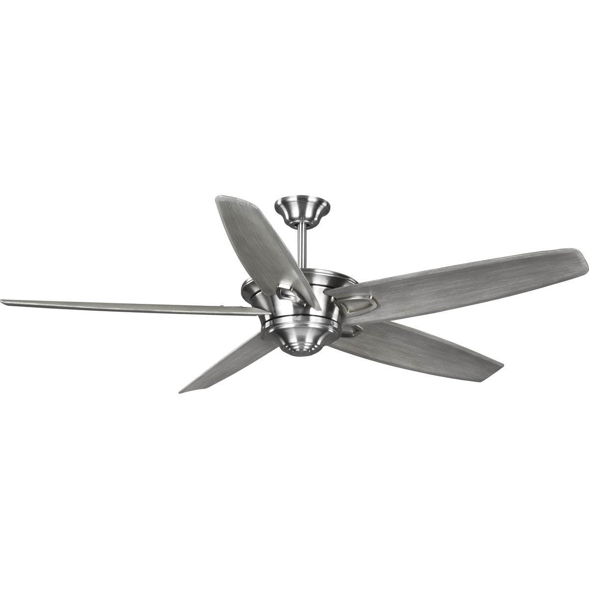 Progress Lighting Caleb 68-in Brushed Nickel with Weathered Wood Blades Propeller Ceiling Fan Light Kit Compatible - Remote Included ( 5 -Blade ) 4966760