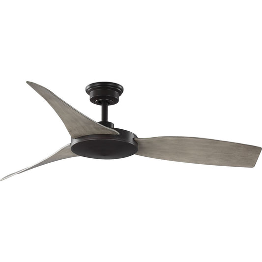 Progress Lighting Spicer 54-in Outdoor Antique Bronze with Antique Wood Blades Propeller Ceiling Fan Without Light - Remote Included ( 3 -Blade ) 4966896