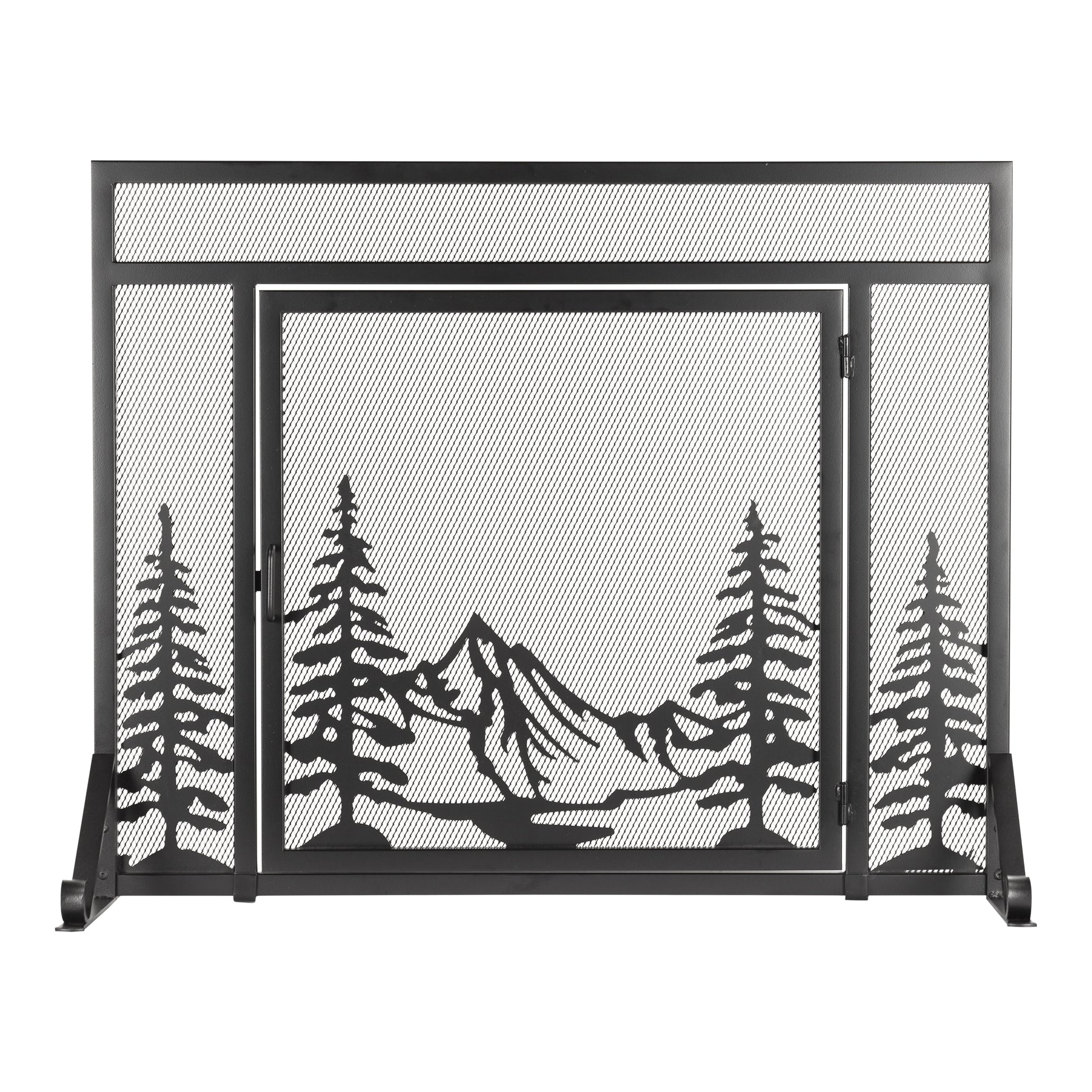 Pleasant Hearth 39-in Black Steel 1-Panel Flat Twin Fireplace Screen FA511S