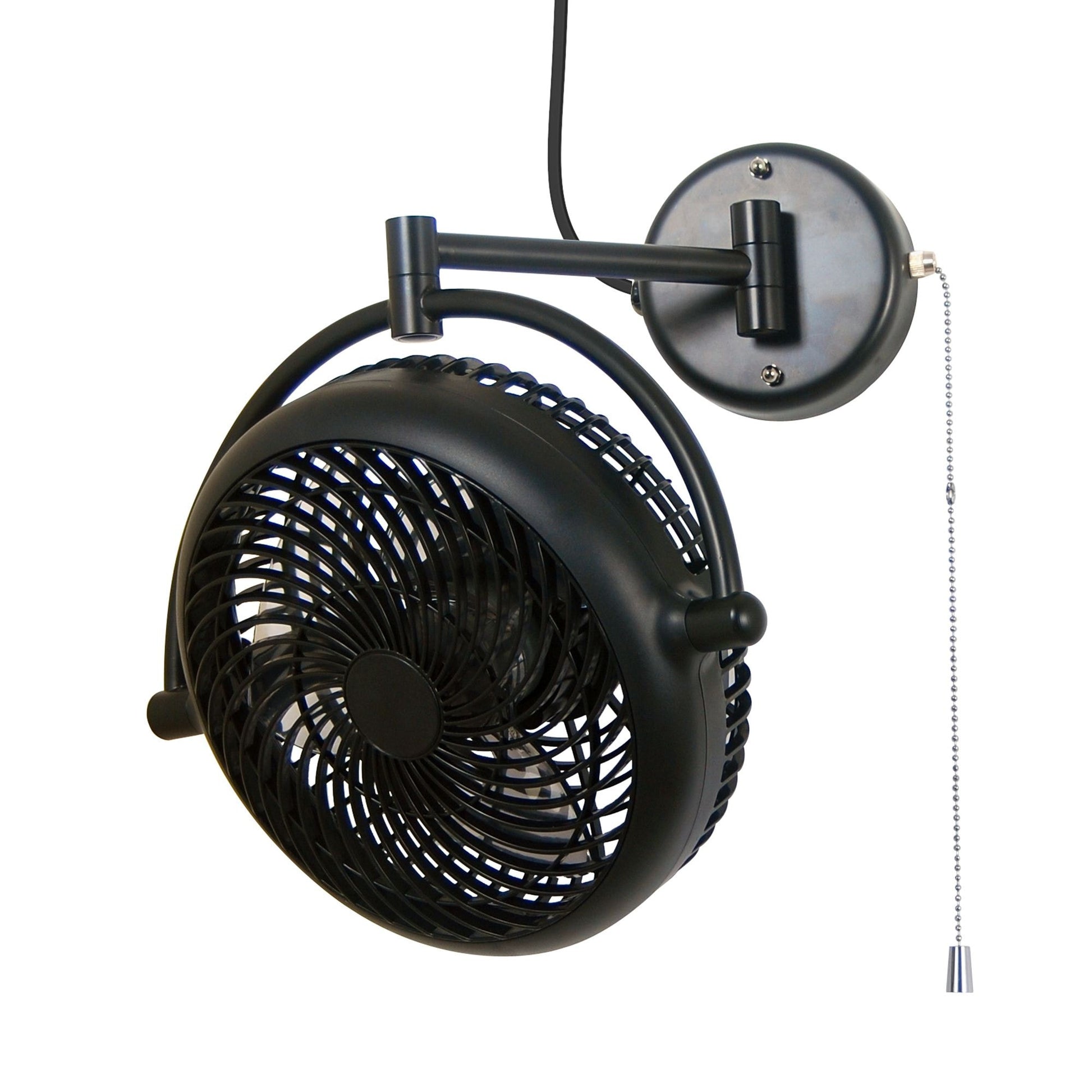 Parrot Uncle 8-in Indoor Black Wall Mounted Fan F6103BK110V