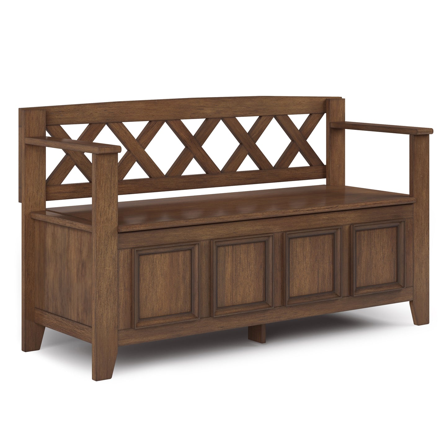 Simpli Home Amherst Modern Rustic Natural Aged Brown Accent Bench 48-in x 17-in x 28-in