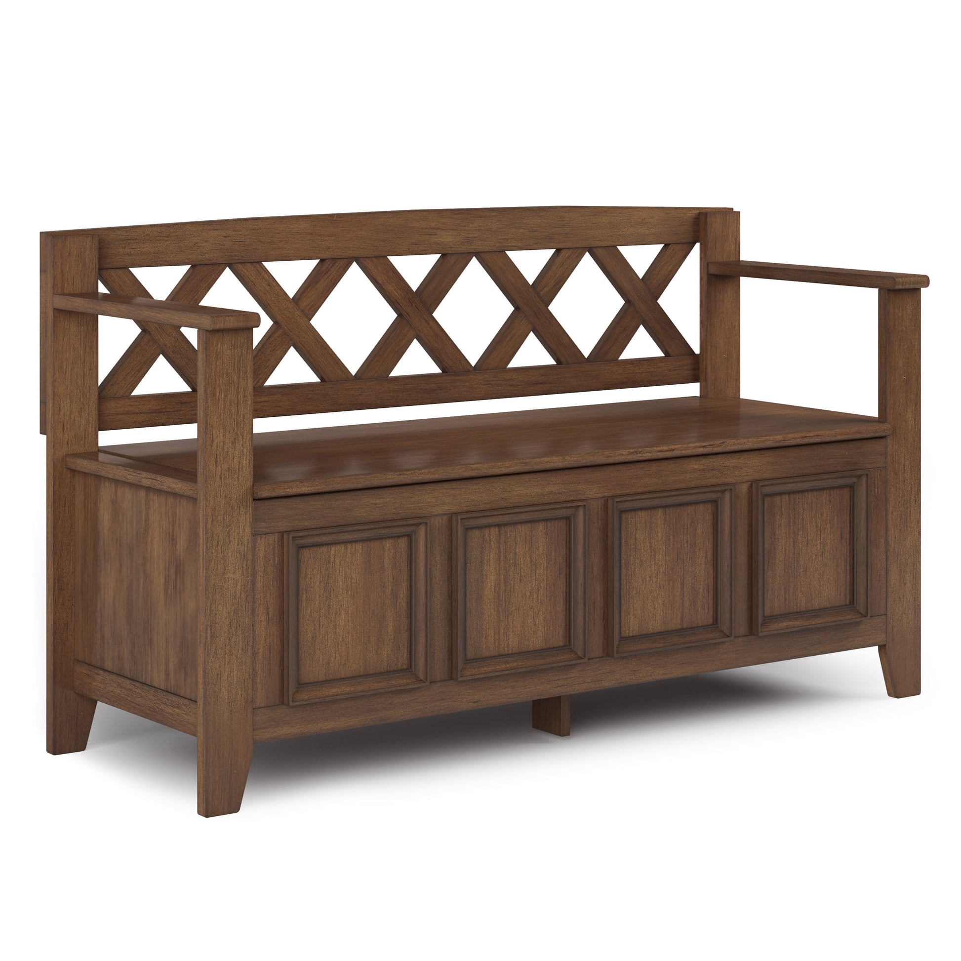 Simpli Home Amherst Modern Rustic Natural Aged Brown Accent Bench 48-in x 17-in x 28-in
