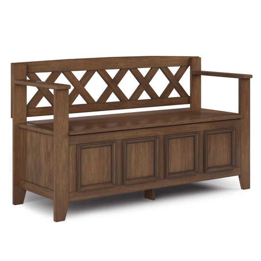 Simpli Home Amherst Modern Rustic Natural Aged Brown Accent Bench 48-in x 17-in x 28-in