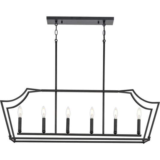 Progress Lighting Parkhurst 6 -Light Matte Black Transitional For Use in Bedrooms, Dining Rooms, Foyers, Kitchens, Living Rooms Chandelier 5044498