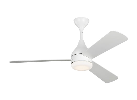 Generation Lighting Streaming Smart 52-in Matte White Integrated LED Indoor Smart Propeller Ceiling Fan with Light and Remote (3-Blade) 3STMSM52RZWD