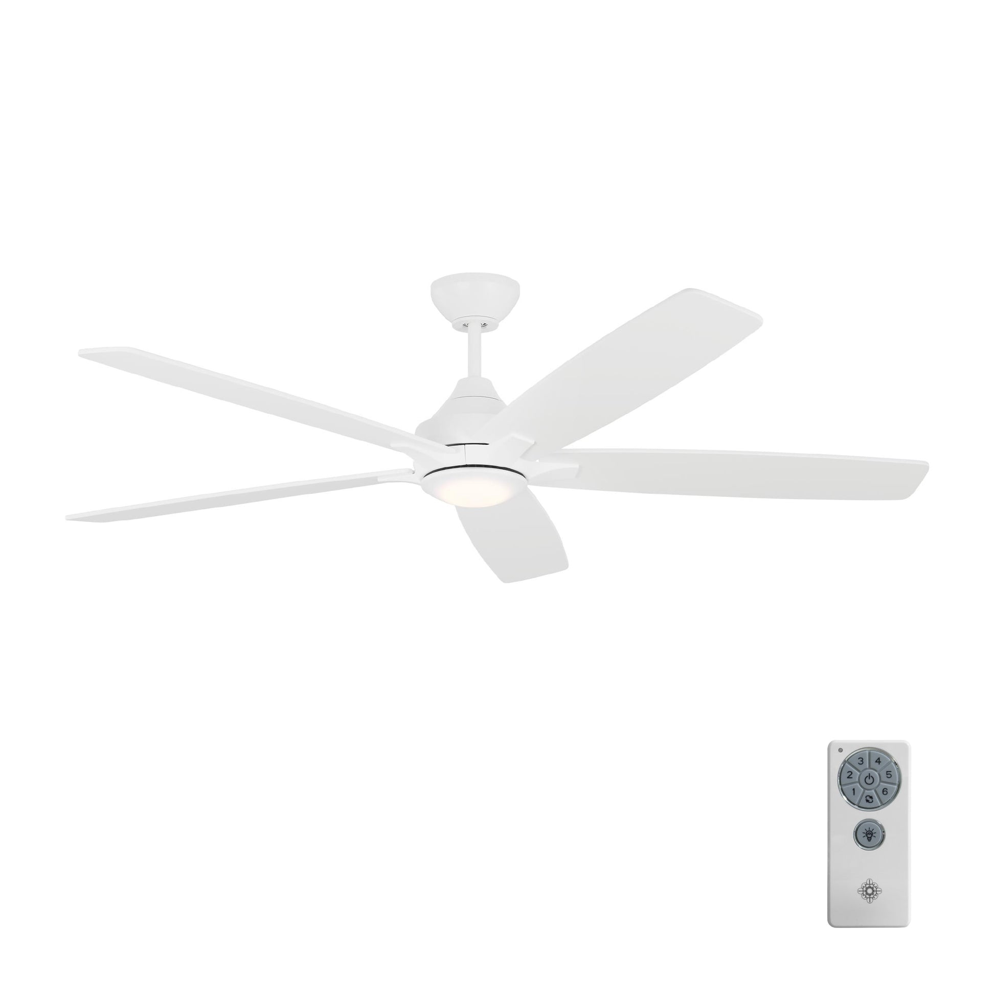 Generation Lighting Lowden 60-in Integrated LED Smart Matte White with Matte White Blades Propeller Ceiling Fan With Light - Remote Included ( 5 -Blade )