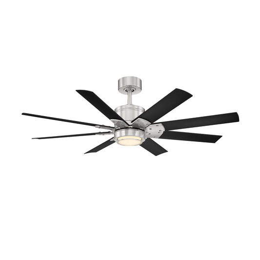 Modern Forms Renegade 52-in Brushed Nickel with Matte Black Blades Integrated LED Indoor/Outdoor Smart Ceiling Fan with Light and Remote (8-Blade) FR-W2001-52L-BN/MB