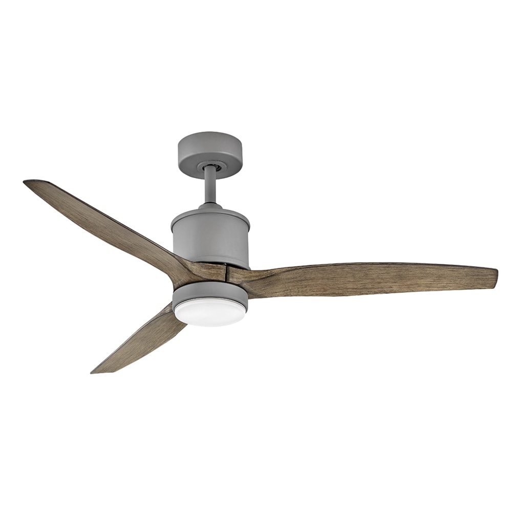Hinkley Hover 52-in Integrated LED Outdoor Smart Graphite with Driftwood Blades Ceiling Fan With Light - Remote Included ( 3 -Blade ) 4785994