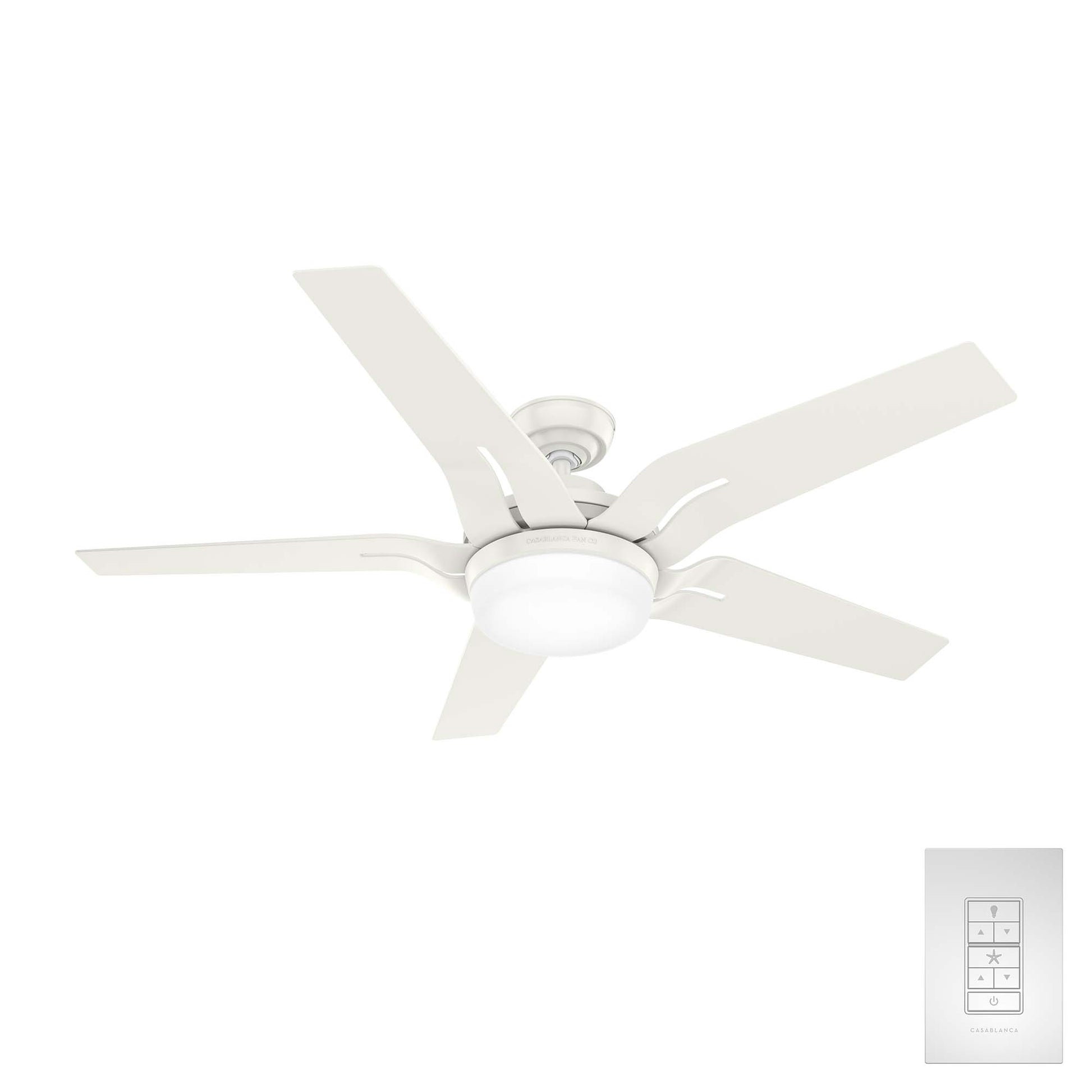 Hunter Correne 56-in Integrated LED Fresh White with Fresh White Blades Ceiling Fan With Light - Remote Included ( 5 -Blade ) 5193879