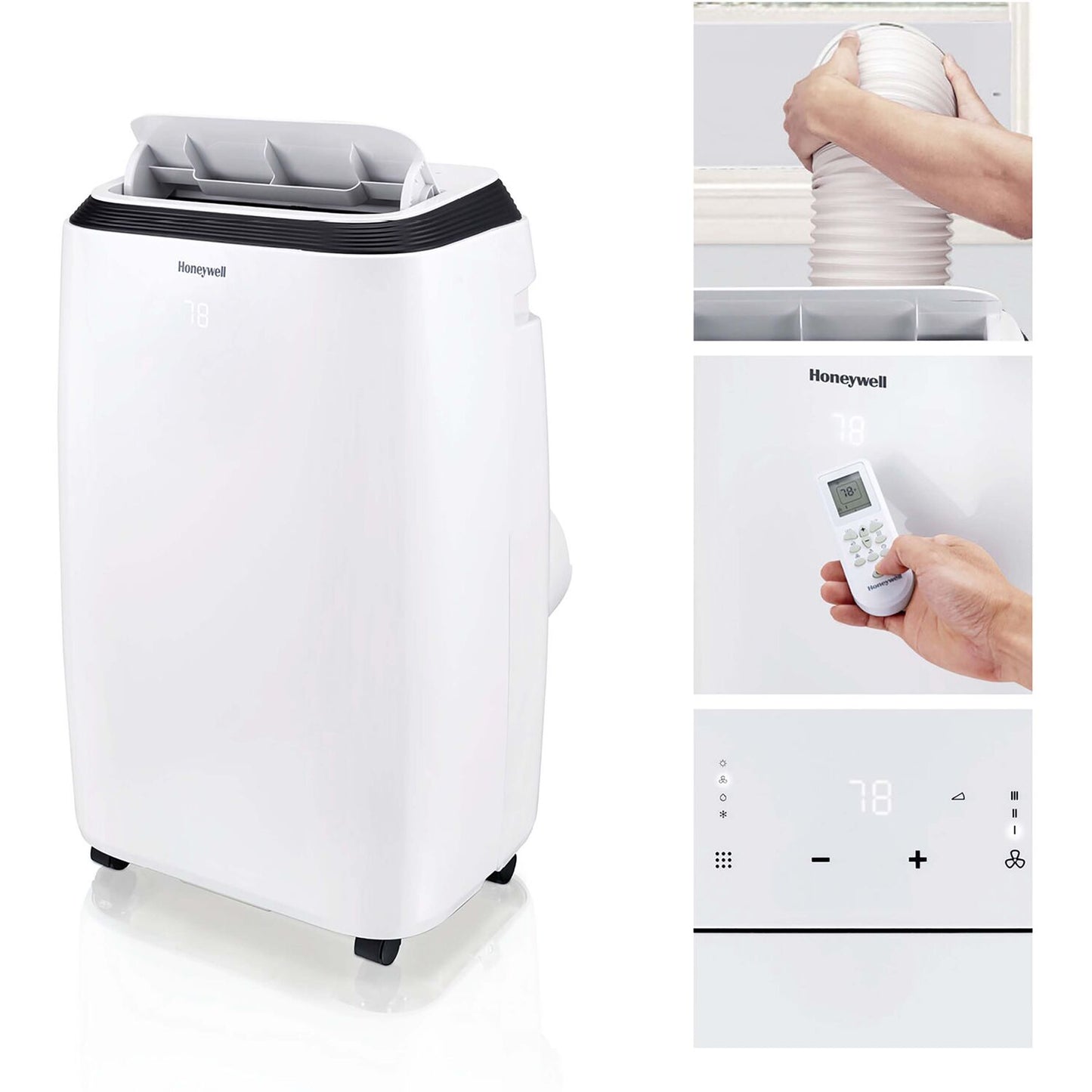 Honeywell 6000-BTU DOE (115-Volt) White Vented Portable Air Conditioner with Remote Cools 450-sq ft HM0CESAWK6
