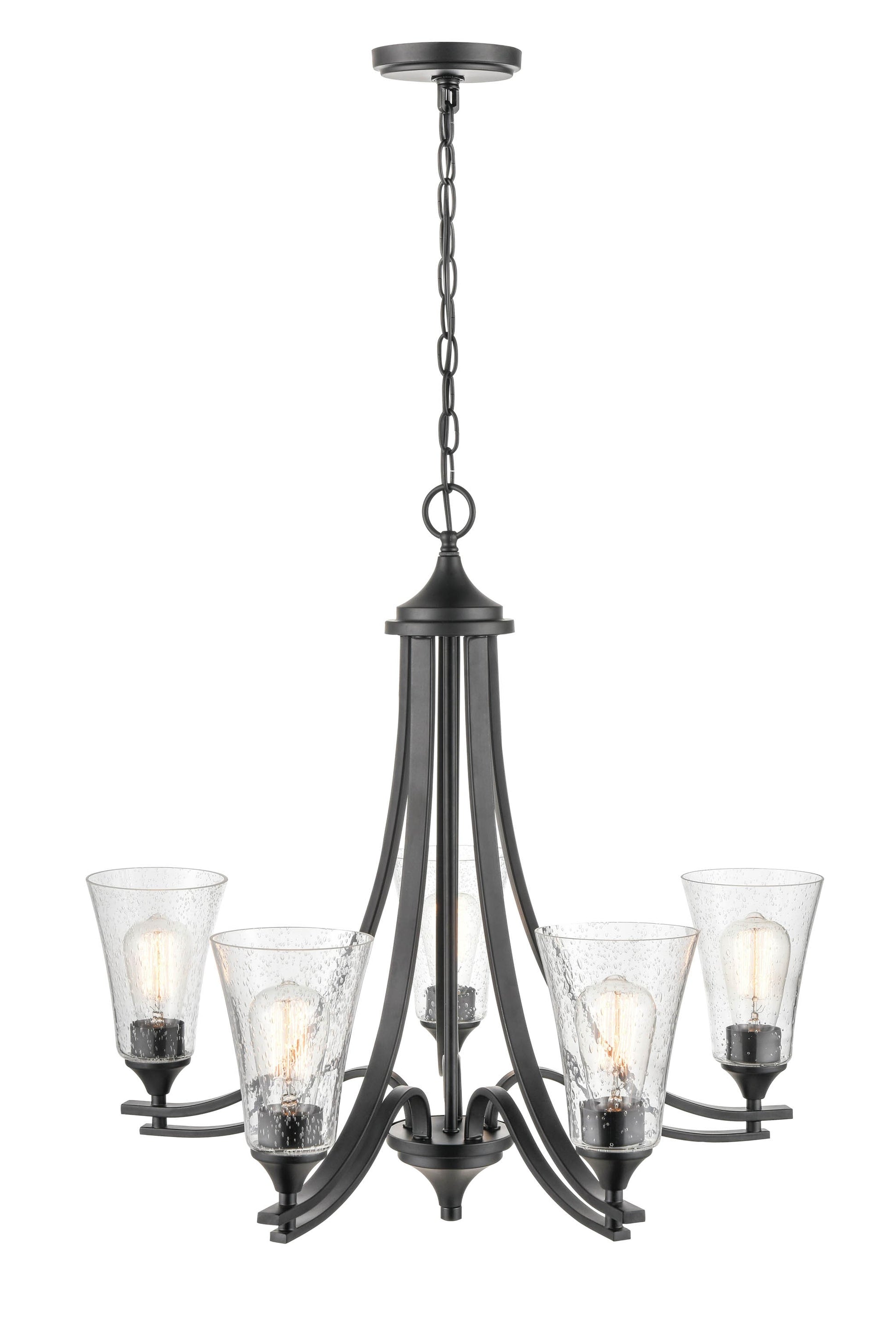 Millennium Lighting Natalie 5 -Light Matte Black Transitional For Use in Bedrooms, Dining Rooms, Foyers, Kitchens, Living Rooms Chandelier