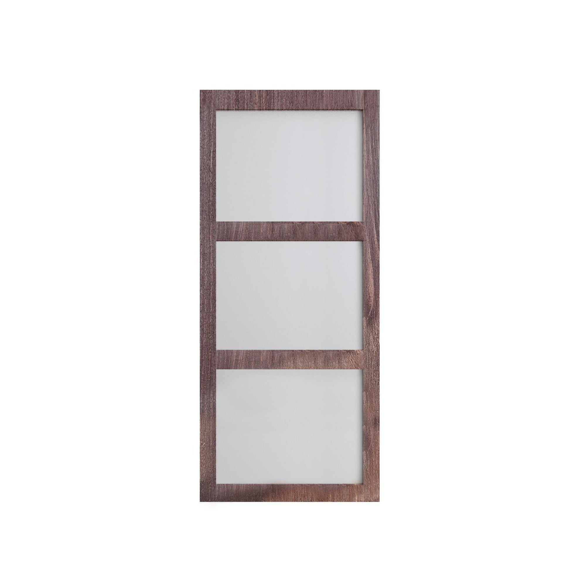 HOMACER 36-in x 84-in Dark Brown Frosted glass Pine Wood Solid core Single Barn Door (Hardware Not Included)