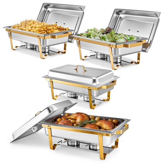 4pc Chafing Dish Buffet Set 9 qt Stainless Steel Food Warmers for Parties Banquets