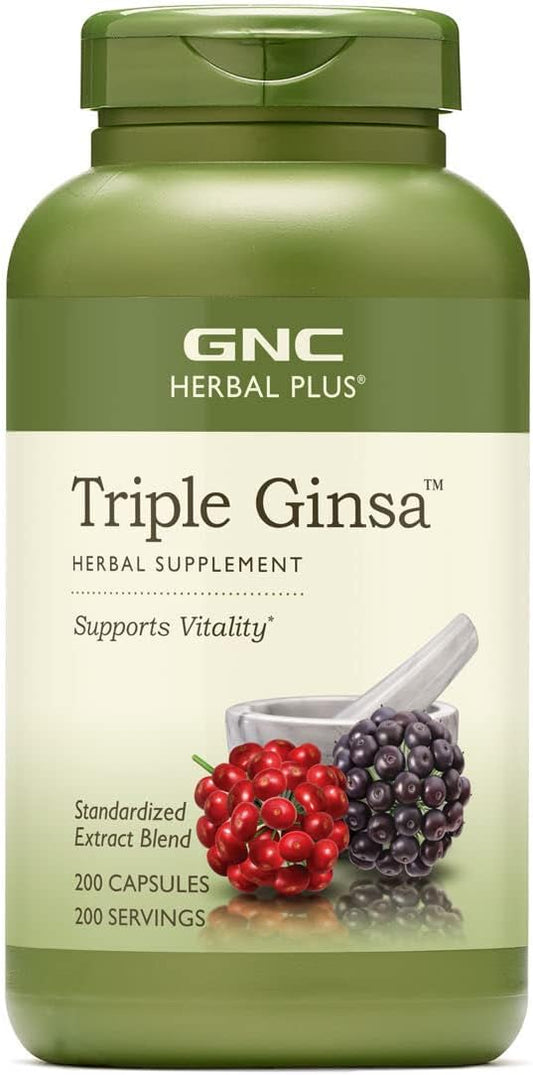 GNC Herbal Plus Triple Ginsa Supplement, Supports Vitality, 200 Servings