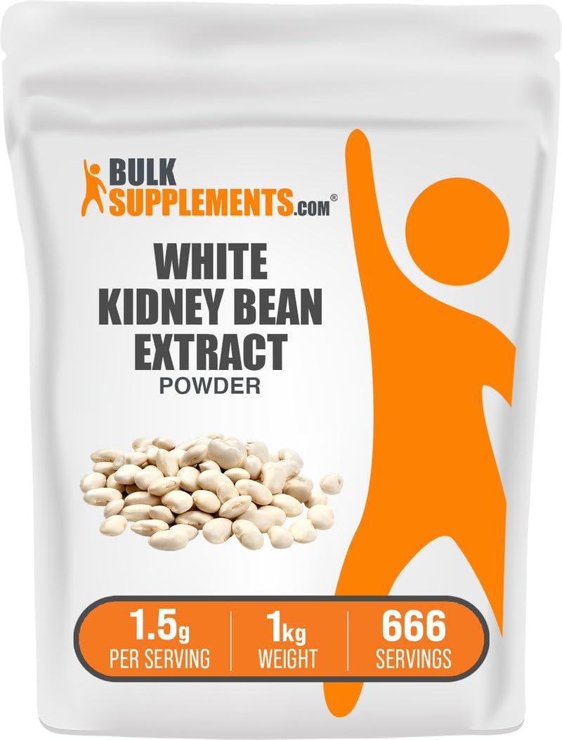 BulkSupplements.com White Kidney Bean Extract Powder - White Kidney Bean Powder - Herbal Supplement - Gluten Free, 1.5g per Serving, 1kg (2.2 lbs) (Pack of 1)