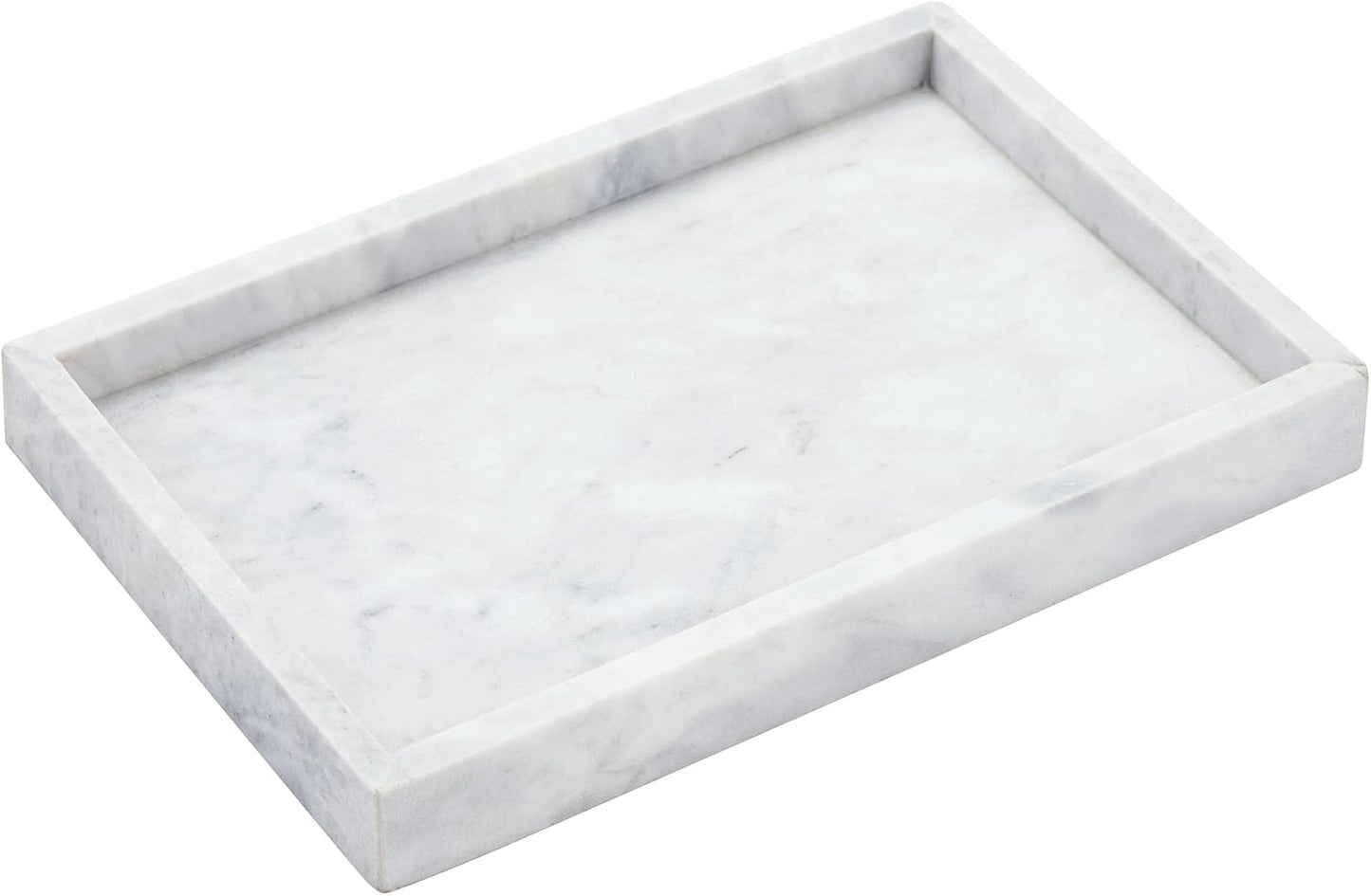 Real Natural Marble Vanity Tray, Genuine Marble Storage Tray for Cosmetics\/Jewelry, Non-Resin\/Non-Ceramic, Dresser Organizer Tray, Bathroom Tray, Home Decor, Kitchen, Coffee Table, 12 x 8 inch