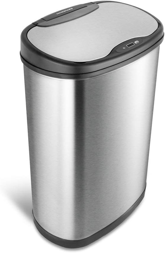 NINESTARS Stainless Steel DZT-50-25 Motion Sensor Trash Can, Large, 50liters, Silver