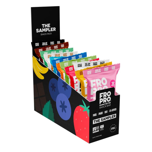 FROPRO Snack Bar - Peanut Butter Snack Bars - Gluten Free, Dairy Free, Soy Free, Non GMO, Plant Based Protein Snacks Bar - Crave-worthy & Great On-the-Go | Variety, 12 Flavors, 12 Pack