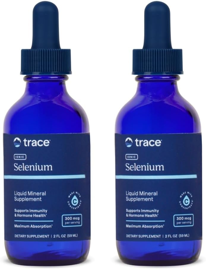 Trace Minerals | Liquid Ionic Selenium 300 mcg Dietary Supplement | Antioxidant, Supports Immunity, Thyroid Health | Vegan, Gluten Free, Non-GMO | 2 fl oz (2 pack), 96 servings