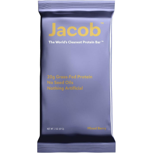 Jacob Bar, Protein Bars, Mixed Berry (9 Bars Total) - 20g Grass-Fed Protein, No Seed Oils, Nothing Artificial