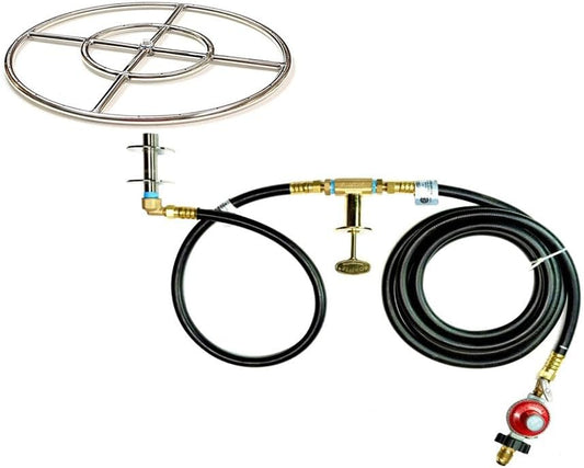 FR36CK+: Deluxe LP Fire Pit Kit & 36" Lifetime Warranted 316 Stainless Double Ring Burner