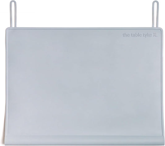 XL Silicone Non-Slip Placemat with Teething Edge Bumper & Spill Stopper – Waterproof Feeding Mat for Babies, Toddlers & Kids – Dishwasher Safe, Travel Ready, BPA Free (Gray)