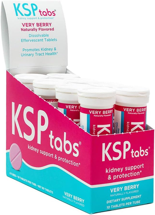 KSPtabs Very Berry All Natural Hydration & Kidney Health Supplement to Combat Calcium Oxalate Crystal Formation, 80 Tablets