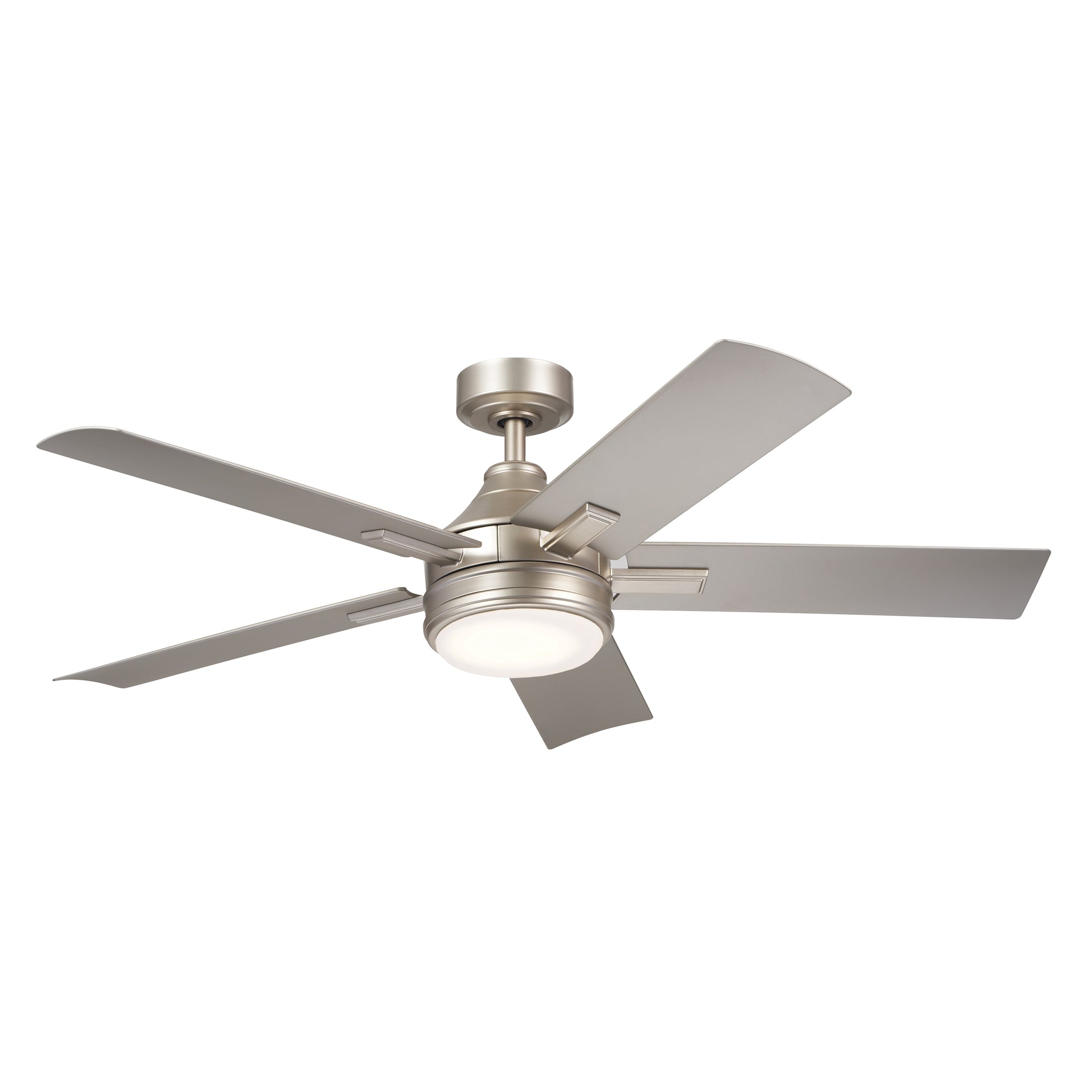 Kichler Tide 52-in Integrated LED Outdoor Brushed Nickel with Silver Blades Ceiling Fan With Light - Remote Included ( 5 -Blade ) 5265317