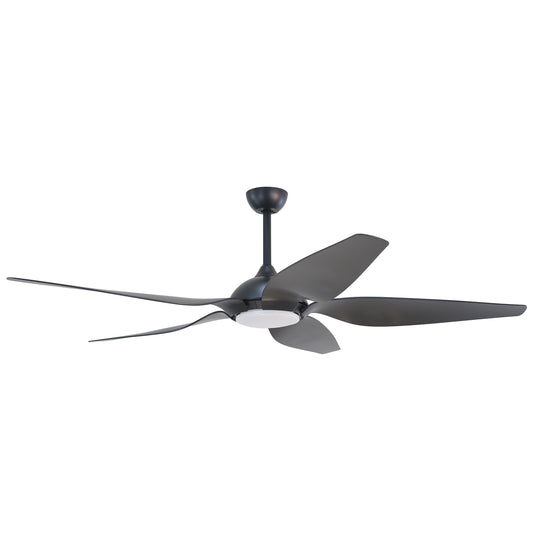 Forno Voce Fabrica 66-in Black Integrated LED Indoor Smart Propeller Ceiling Fan with Light and Remote (5-Blade) CF01566-BL1
