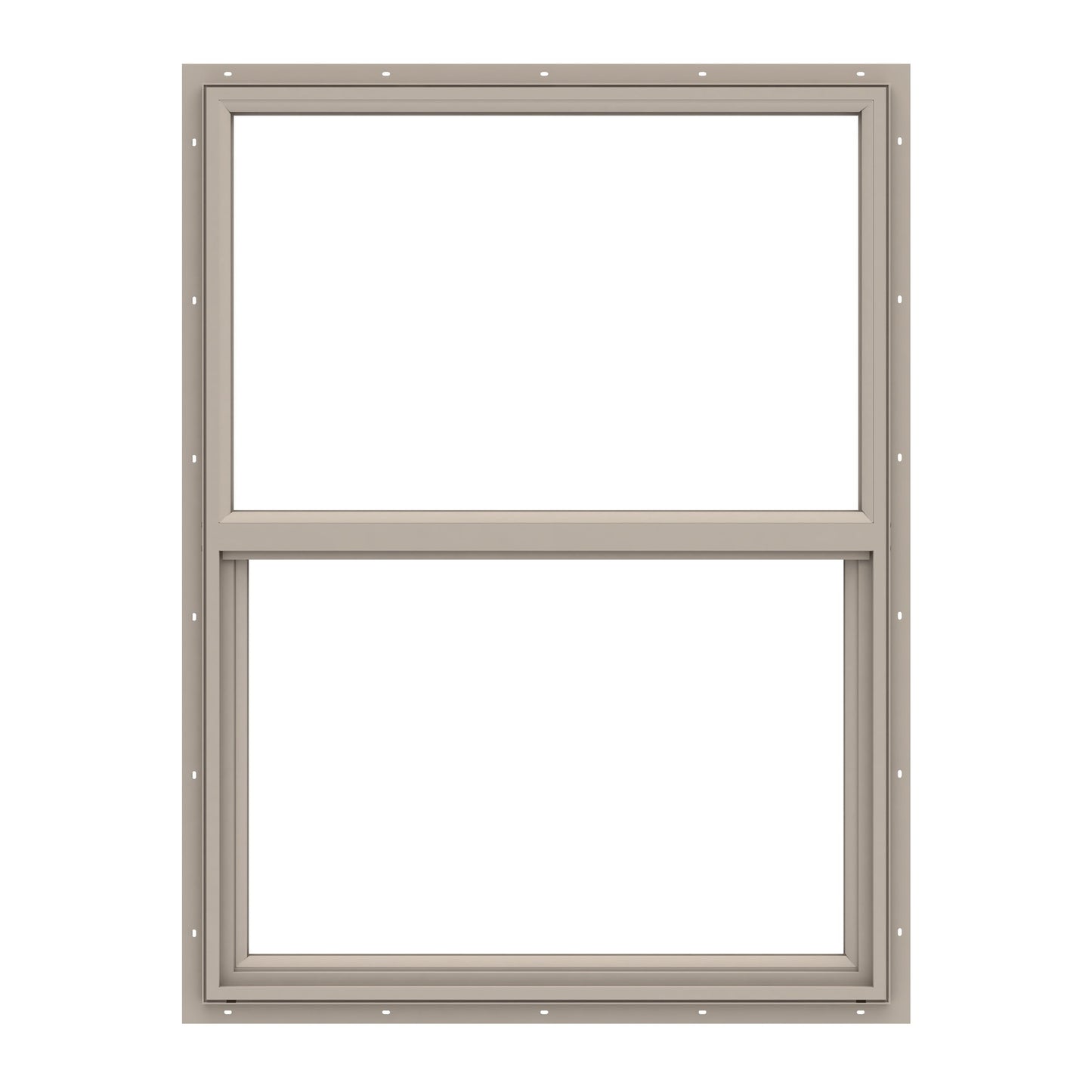 Pella 150 Series Fossil Exterior Vinyl New construction Single Hung Window Low-E argon Double Pane Glass (Half Screen Included)