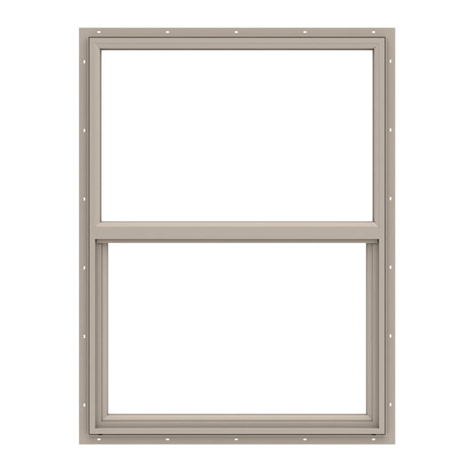 Pella 150 Series Fossil Exterior Vinyl New construction Single Hung Window Low-E argon Double Pane Glass (Half Screen Included)