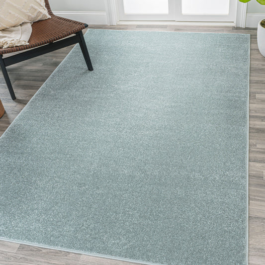 JONATHAN  Y SUPERSOFT Haze 10 x 14 (ft) Loomed Light Blue Rectangular Indoor Solid Coastal Pet Friendly Area rug