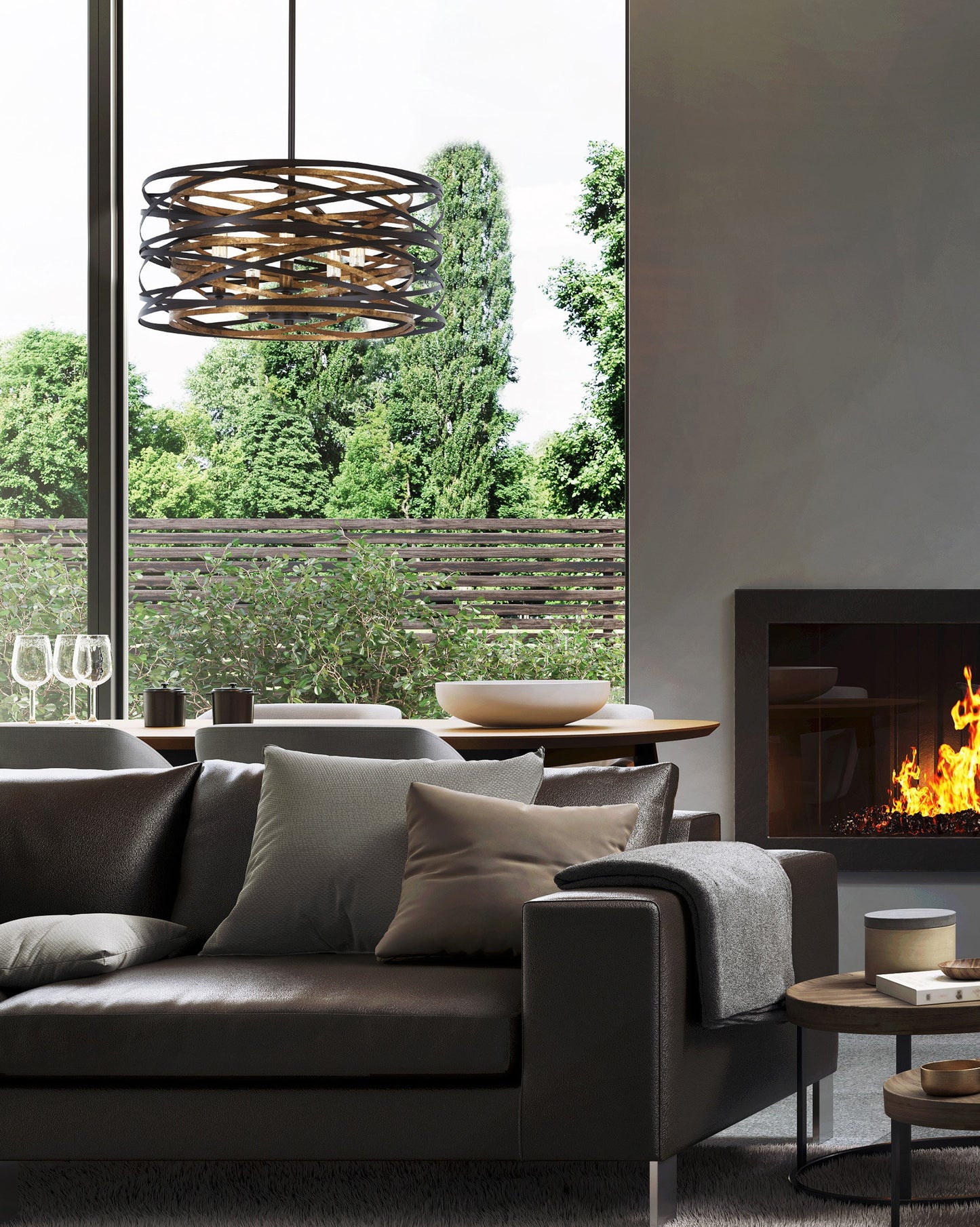 Minka Lavery Vortic Flow 5 -Light 20-in Multiple finishes Multiple colors/finishes Semi Flush Mount Light 2464061