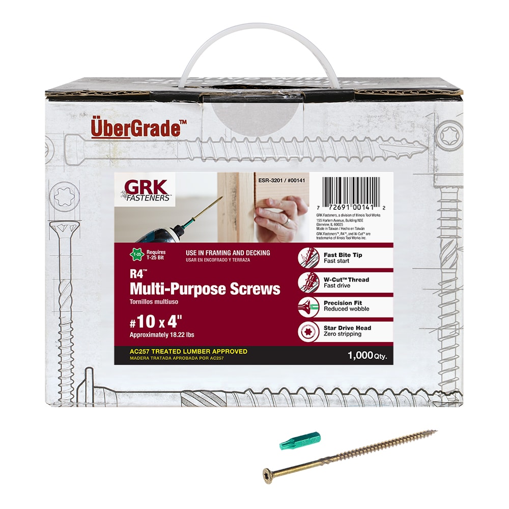 GRK #10 x 4-in Double-barrier R4 Exterior Wood Screws (1000-Per Box) 141