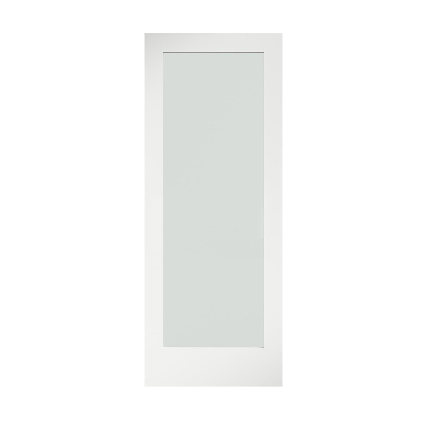 EightDoors 36-in x 80-in White primed 1-panel square Frosted glass Smooth Solid core Primed Pine Wood Slab Door