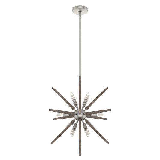 Hunter Jupiter Star 12 -Light Brushed Nickel Mid-century Sputnik Large Hanging Kitchen island light 5281659