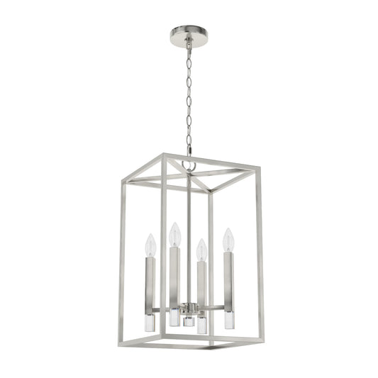Hunter Sunjai 4 -Light Brushed Nickel Traditional Lantern Medium Hanging Kitchen island light 5281642