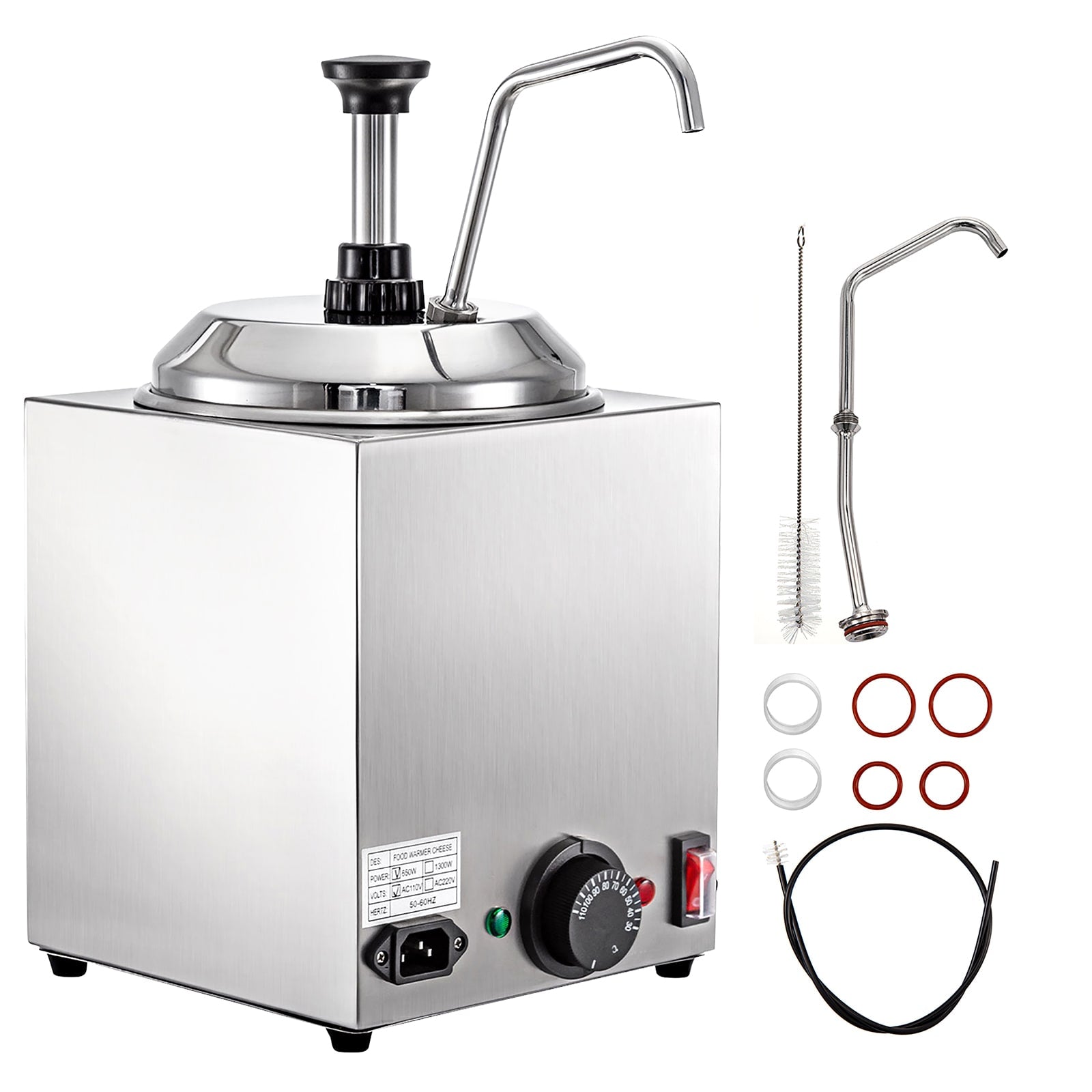 VEVOR 650 W 2.4 QT Hot Fudge Warmer Plug Warm Cheese Dispenser DRNZBFX1T00000001V1