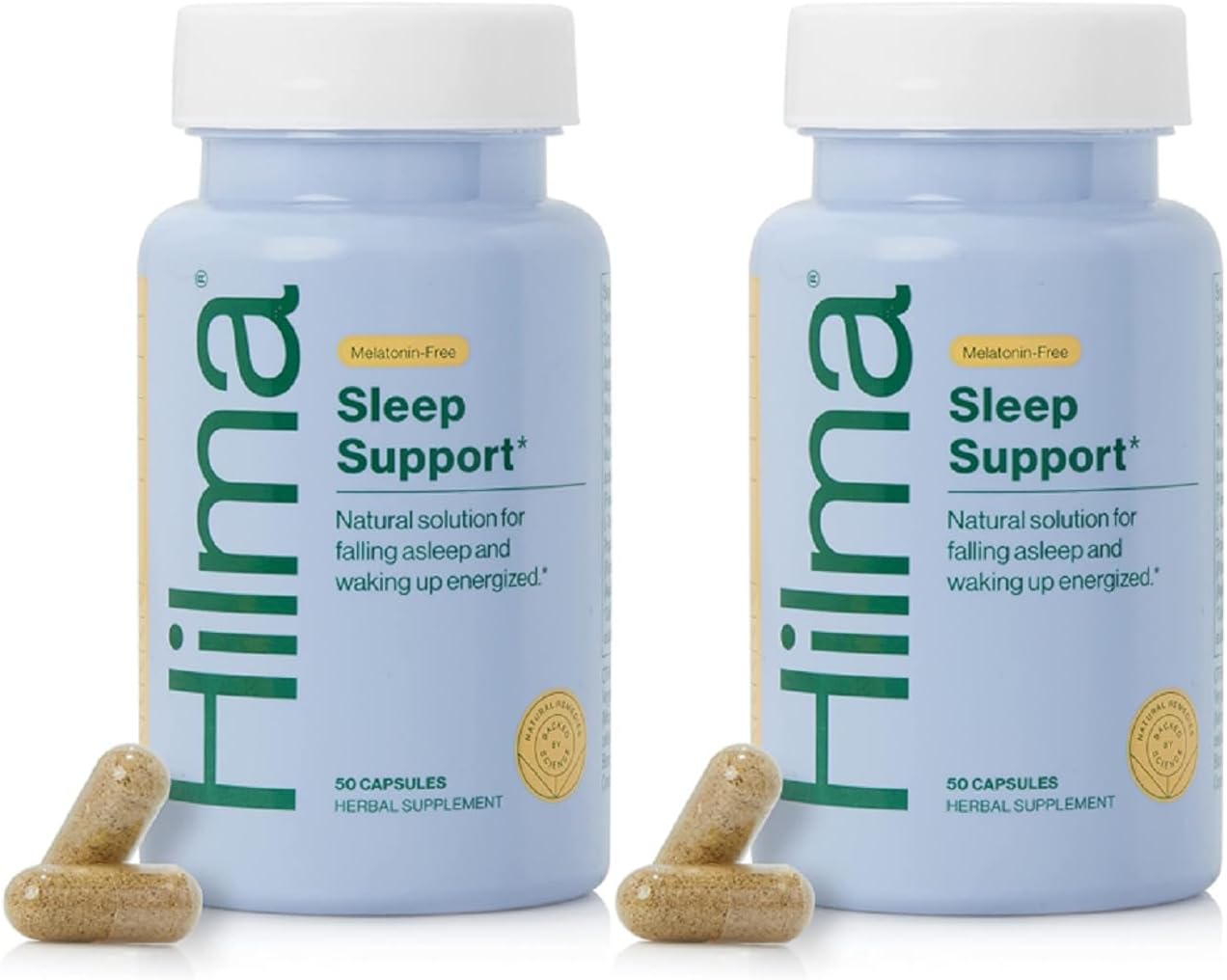 Hilma Sleep Aid Formulated with Magnesium & L-Theanine, Natural Sleep Aids for Adults to Help You Fall Asleep and Stay Asleep Melatonin-Free, Non-Drowsy Next Day Formula, 2 Pack w\/ 100 Vegan Capsules