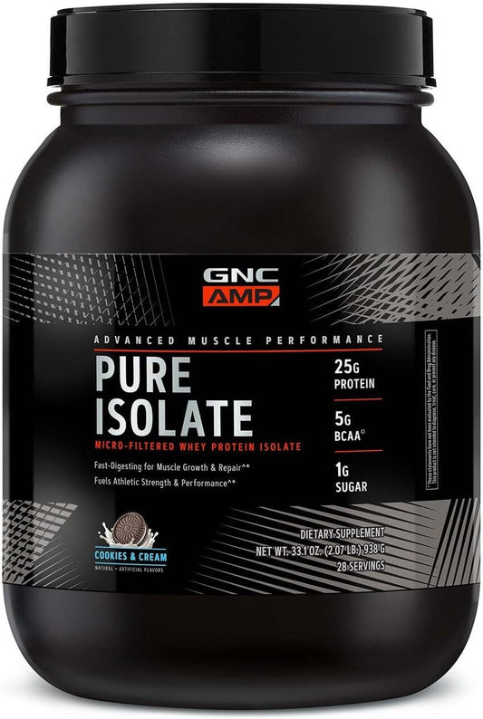 GNC AMP Pure Isolate Whey Protein - Cookies & Cream (28 Servings)