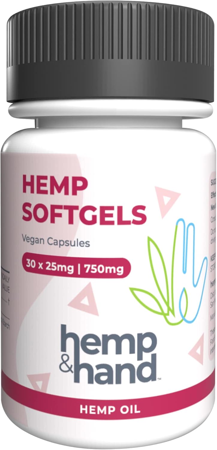 Hemp Softgels 750mg - Max Strength for Adults - Chill, Inflammation, Natural Pain, Restful Sleep - by Hemp and Hand (25mg Softgel)