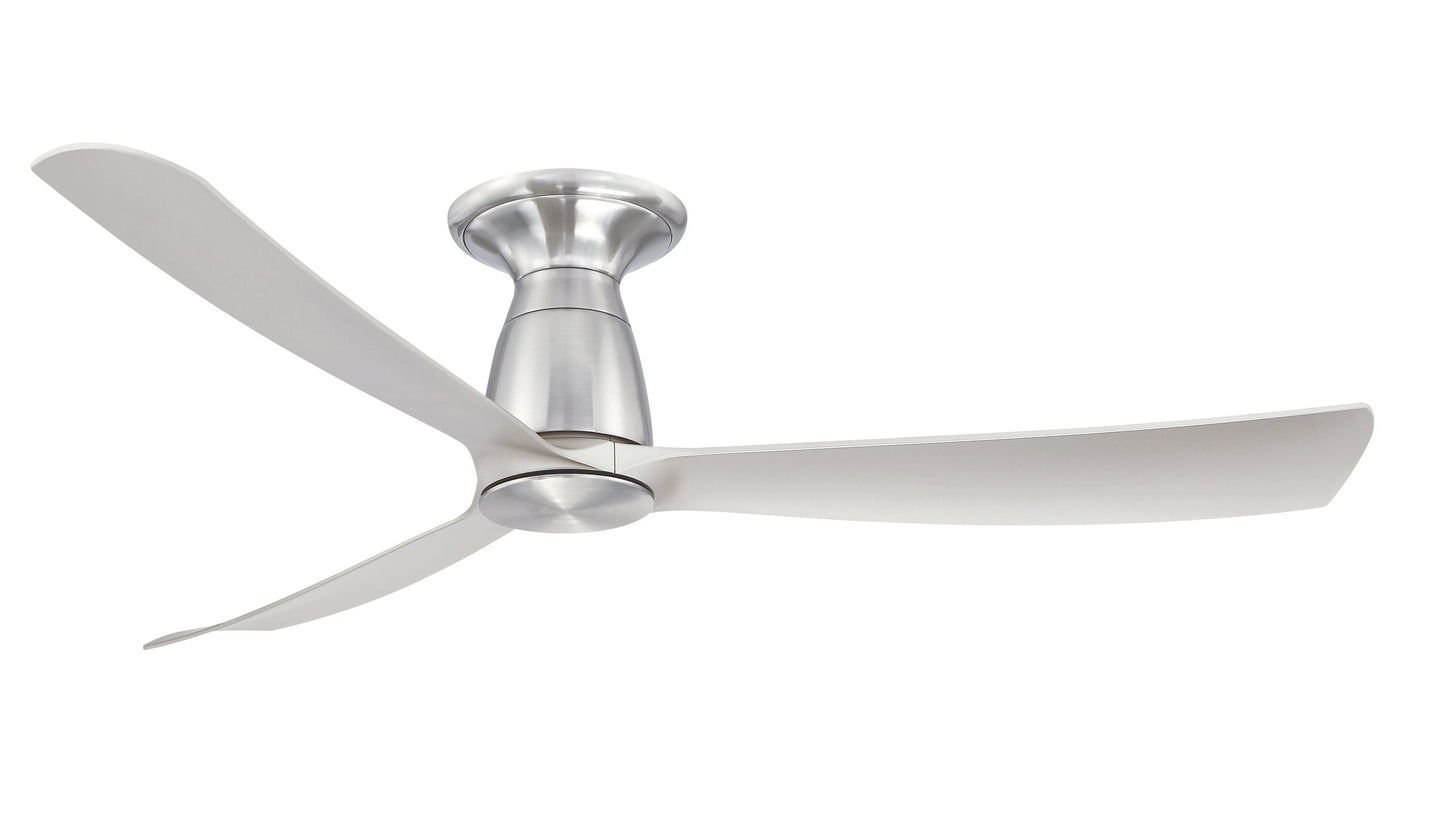 Fanimation Kute 52-in Outdoor Flush Mount Smart Brushed Nickel with Brushed Nickel Blades Propeller Ceiling Fan Light Kit Compatible - Remote Included ( 3 -Blade )