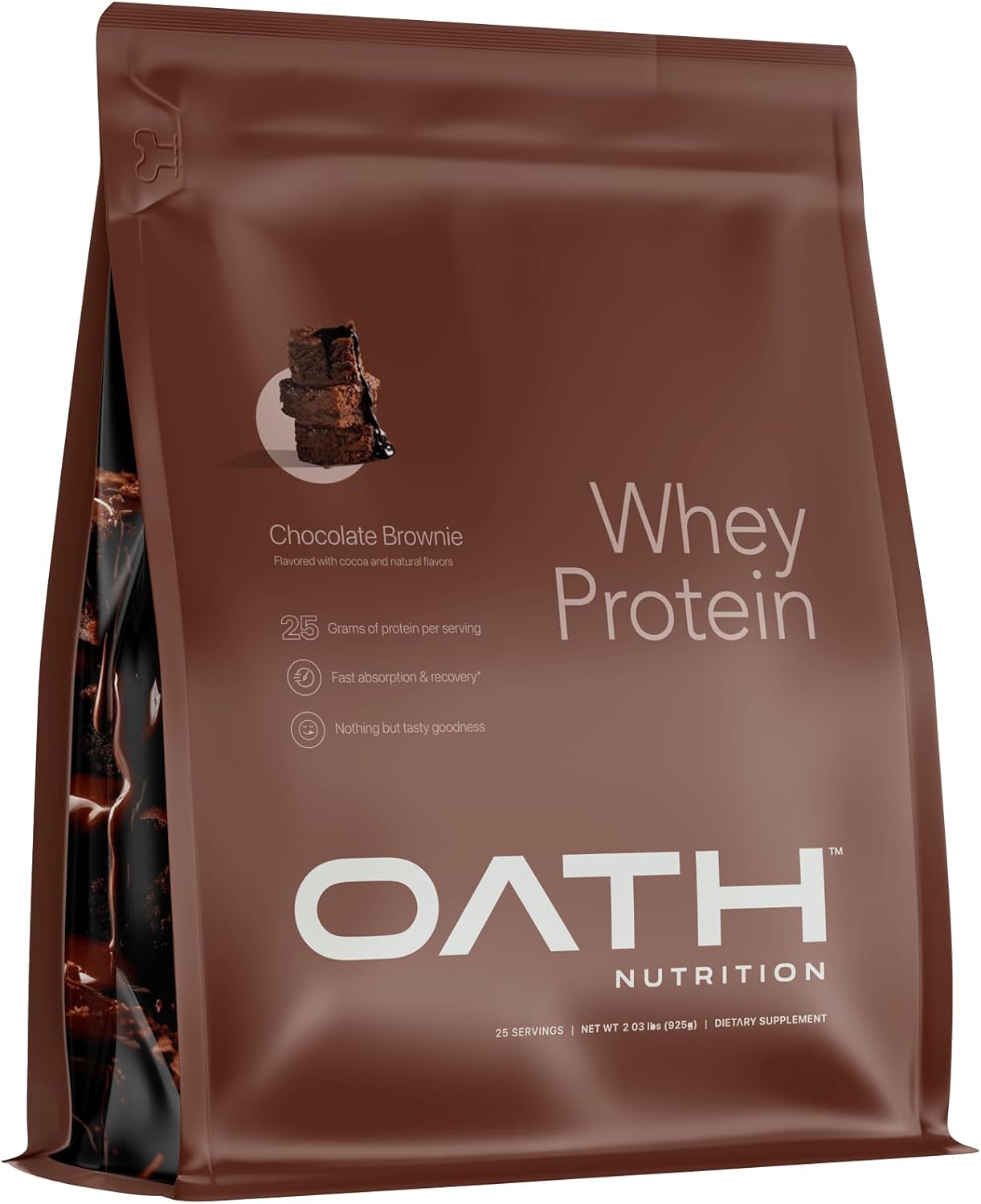 Whey Protein Powder, Chocolate Brownie, 25 Grams of Protein and Only 1 Gram of Sugar per Serving, 2 lbs, 25 Servings