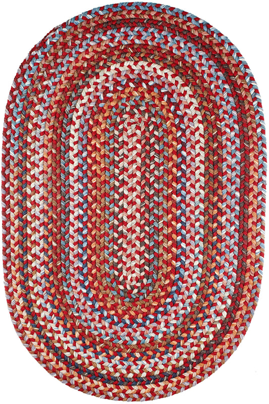 Rhody Rug 7 x 9 (ft) Braided Wool Red Velvet Oval Indoor Geometric Area rug