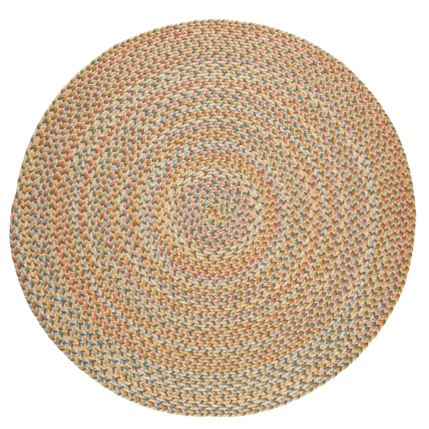 Rhody Rug 8 x 8 (ft) Braided Earth Beige Round Indoor/Outdoor Geometric Area rug