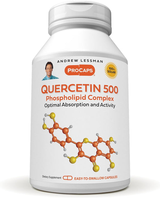 ANDREW LESSMAN Quercetin 500mg - 60 Capsules - 500 mg Unique Quercetin Phospholipid Complex, Highly Absorbable Formula to Support Healthy Heart, Circulatory and Immune Function. No Additives.