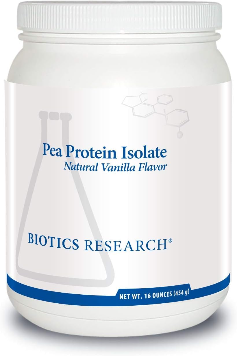 Biotics Research Pea Protein Isolate Natural Vanilla Flavored, Mixes Easily with Water or Juice, Premium Pea Protein, 21 gram Clean Protein per Serving 16 Ounces